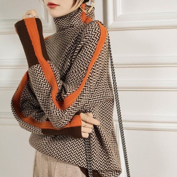 Clémence | Rolákový svetr s kontrastními pruhy