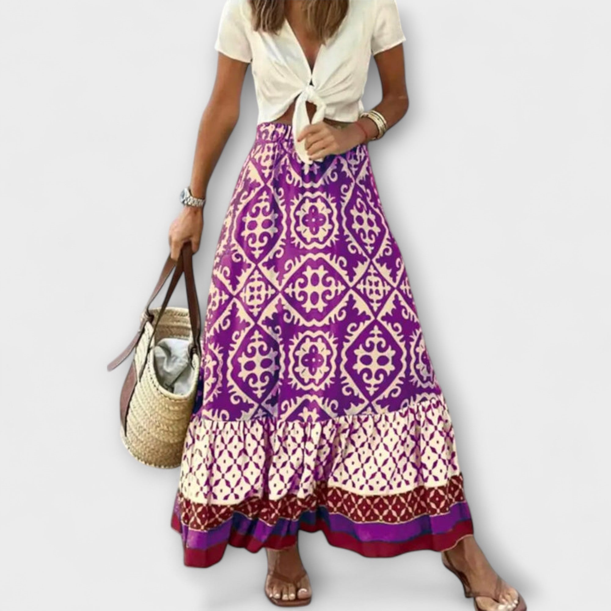 Dagmar - Dámská letní sukně s vysokým pasem